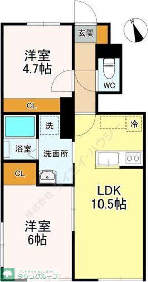 GREEN NEST(2LDK/1階)の間取り写真