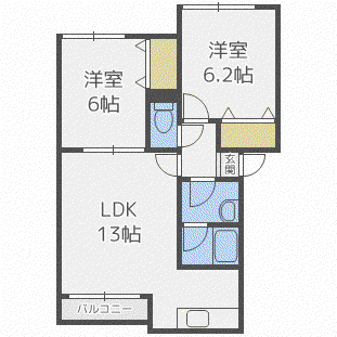 ゼルダIII(2LDK/1階)の間取り写真