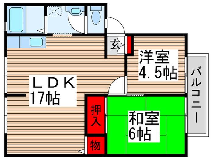 サンパレスA(2LDK/1階)の間取り写真