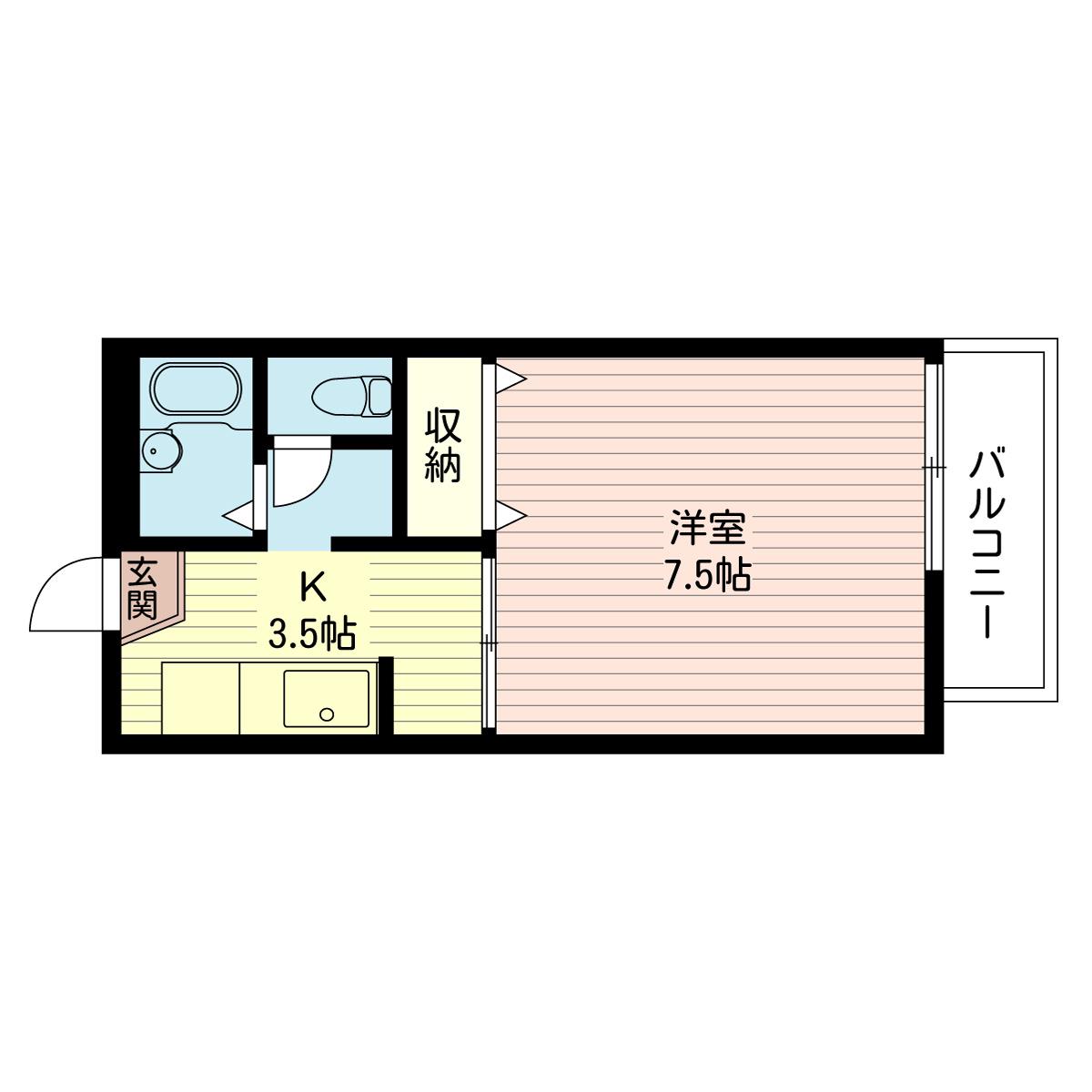メゾンフルール(1K/2階)の間取り写真