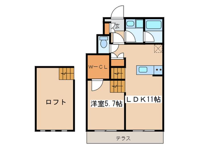 SUN BRICKS(1LDK/1階)の間取り写真