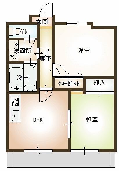 パルティールI番館(2DK/1階)の間取り写真