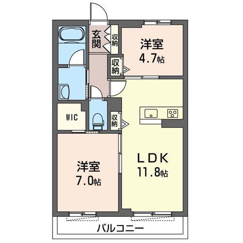 ヴィラ淡島 III(2LDK/1階)の間取り写真