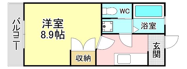 エレガンスハイツ新町(1K/2階)の間取り写真