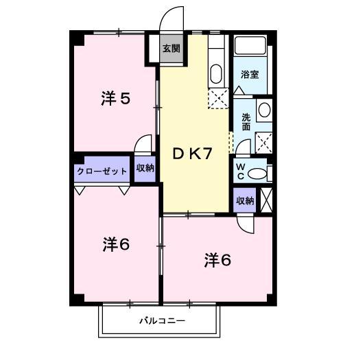 サンフローレンス(3DK/1階)の間取り写真