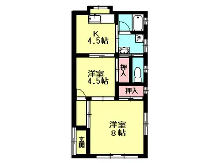 島崎ハイツ(2K/1階)の間取り写真