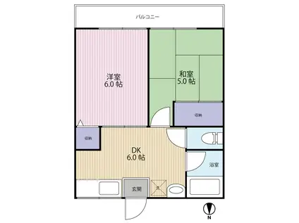 ガーデン深沢(2DK/2階)の間取り写真