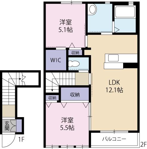 グリナージュ(2LDK/2階)の間取り写真