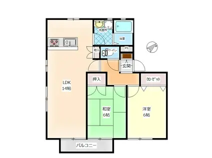 メゾンフロッグA棟(2LDK/2階)の間取り写真