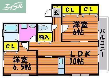 ファインハイツ(2LDK/2階)の間取り写真