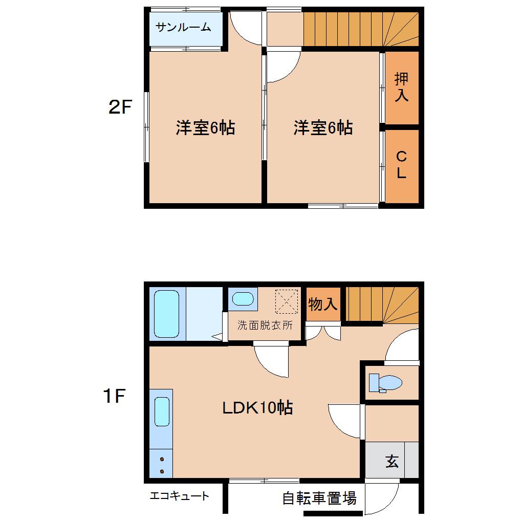 K-APT西高岡(2LDK/1階)の間取り写真