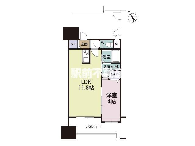 アポロ久留米東(1LDK/7階)の間取り写真