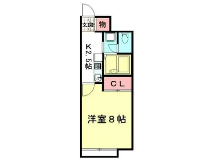 レオネクストフィエールII(1K/1階)の間取り写真
