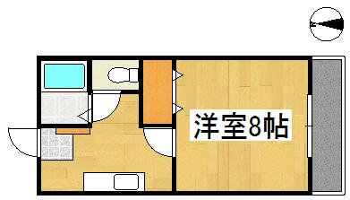 パレロッサ陣之内B棟(1K/2階)の間取り写真