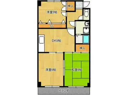 パレスグリーミーIII(3DK/3階)の間取り写真