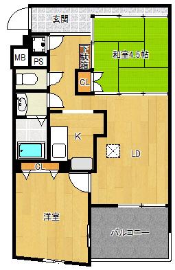 東京メトロ東西線 浦安駅(千葉) 徒歩3分 3階建 築27年(2LDK/2階)の間取り写真
