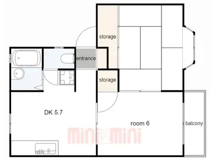 ラフォーレハタI(2DK/2階)の間取り写真