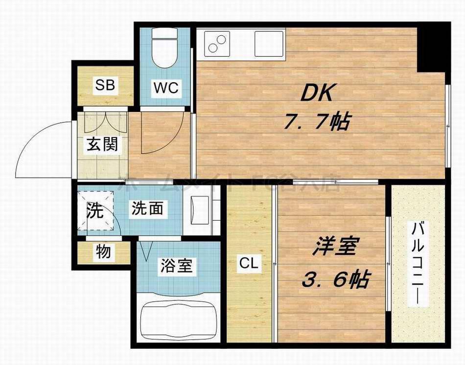 アリス・マナーガーデン谷町(1DK/2階)の間取り写真