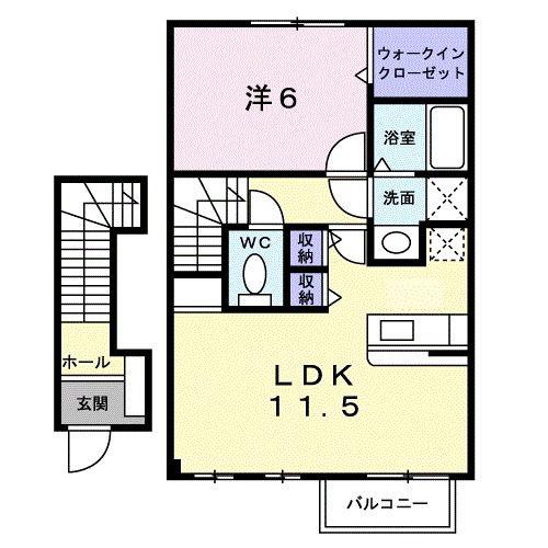 シャン・ミリュ- IB(1LDK/2階)の間取り写真
