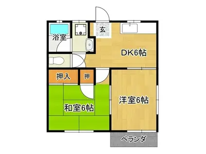 田山ハイツ B棟(2DK/2階)の間取り写真