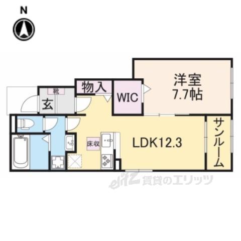 ベルプロムナード湖南 Ⅰ(1LDK/1階)の間取り写真