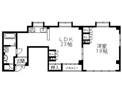 エクセル花園(1LDK/4階)の間取り写真