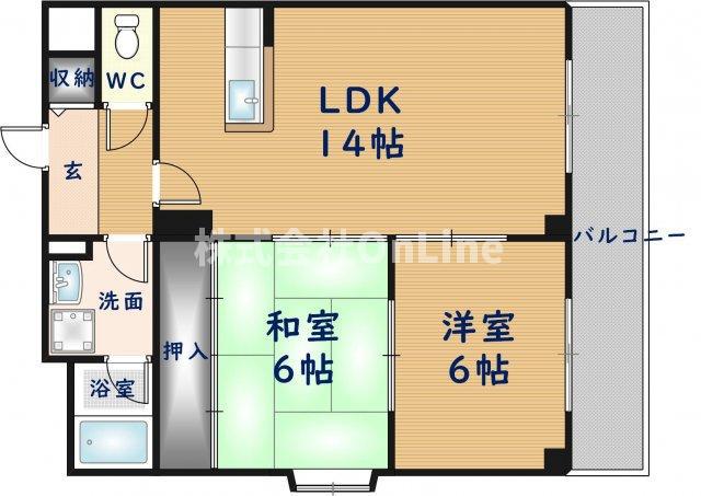 アルブル(2LDK/4階)の間取り写真