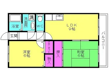 クレストII(2LDK/1階)の間取り写真