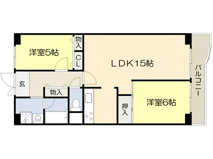 江坂・江の木公園スカイハイツ(2LDK/4階)の間取り写真