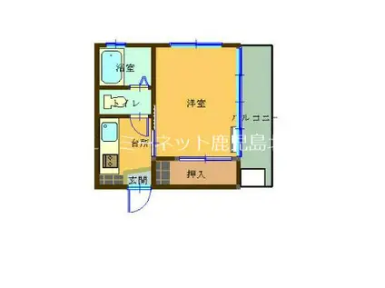 谷山ビル(1K/3階)の間取り写真