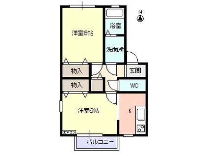 T・スクエア(2K/2階)の間取り写真