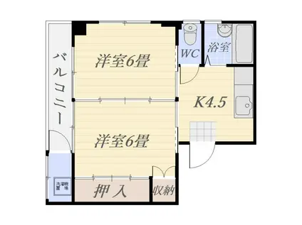 グリーンサイド山口(2K/3階)の間取り写真