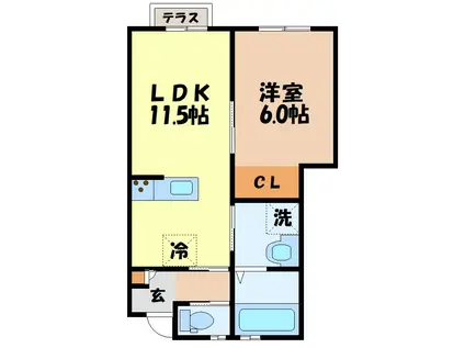 KIITOS(1LDK/1階)の間取り写真