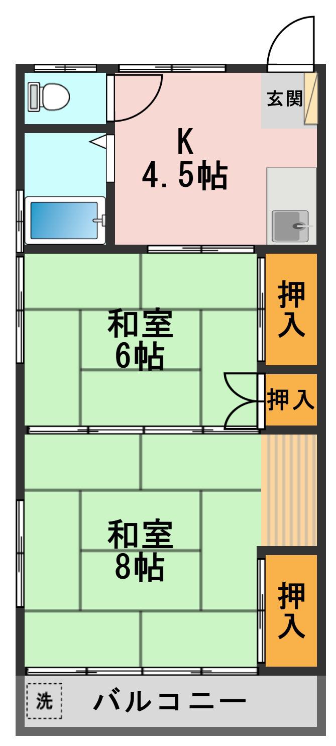 黒崎コーポ(2K/2階)の間取り写真