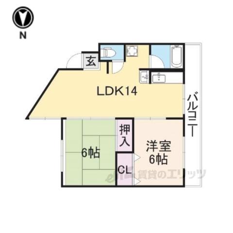 東生駒ハイツ(2LDK/3階)の間取り写真