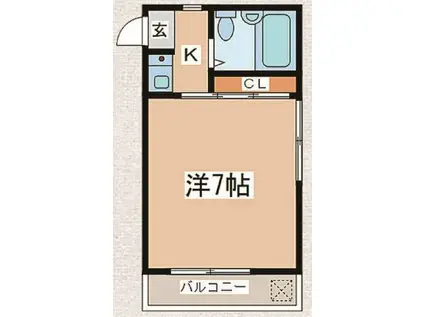 パティオ鶴川(1K/2階)の間取り写真