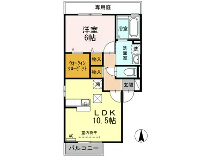 コーポK D棟(1LDK/1階)の間取り写真