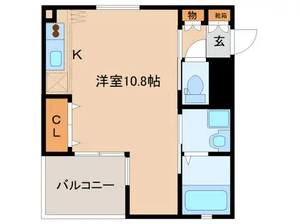 キューブ(ワンルーム/3階)の間取り写真