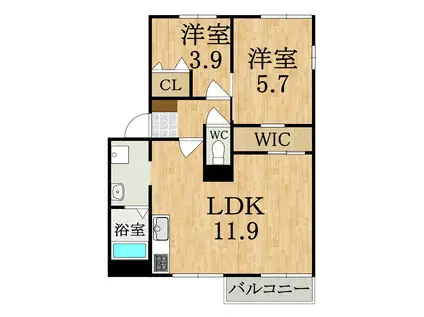 ハイツあすか路II(2LDK/2階)の間取り写真