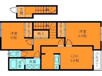 ネオ・ブローテD(2LDK/2階)の間取り写真