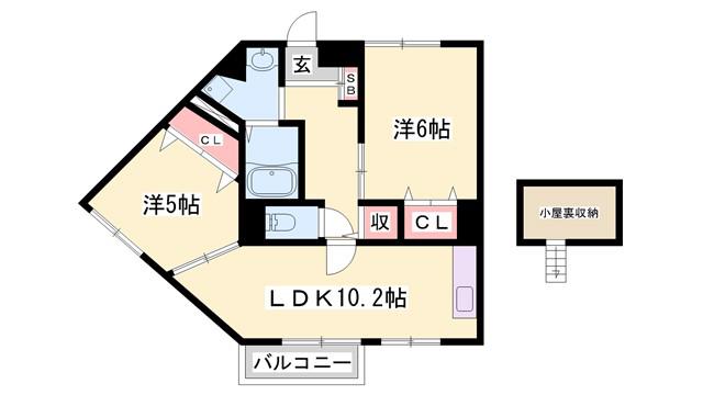 サンセールIII(2LDK/2階)の間取り写真