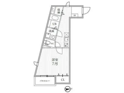 TS CUORE西武柳沢(1K/1階)の間取り写真
