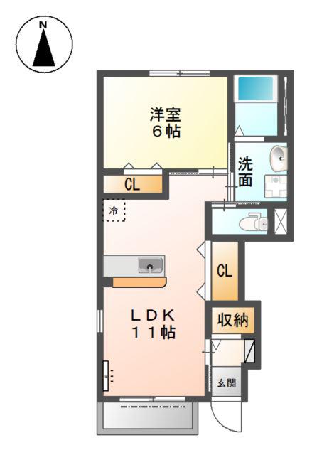 FELICEIII(1LDK/1階)の間取り写真