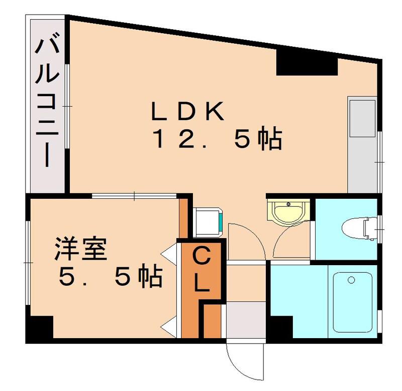 中津口小住ビル(1LDK/3階)の間取り写真