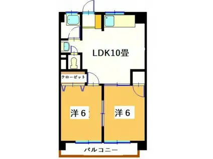 第2今井ビル(2LDK/2階)の間取り写真