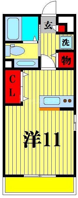 アビテ弁天(ワンルーム/2階)の間取り写真