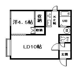 コーポ希望II(1LDK/2階)の間取り写真