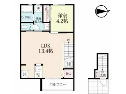 プレミアム天神(1LDK/2階)の間取り写真