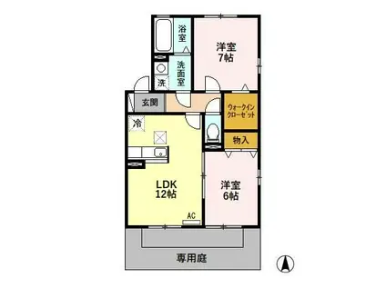 エミールA(2LDK/1階)の間取り写真