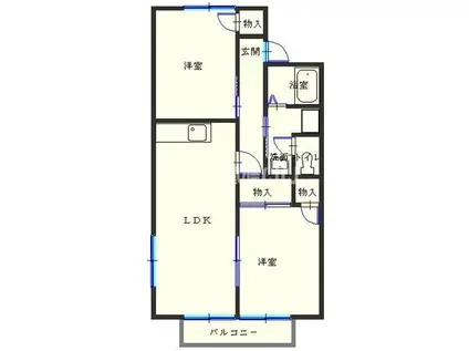 リヴェールJ II棟(2LDK/1階)の間取り写真